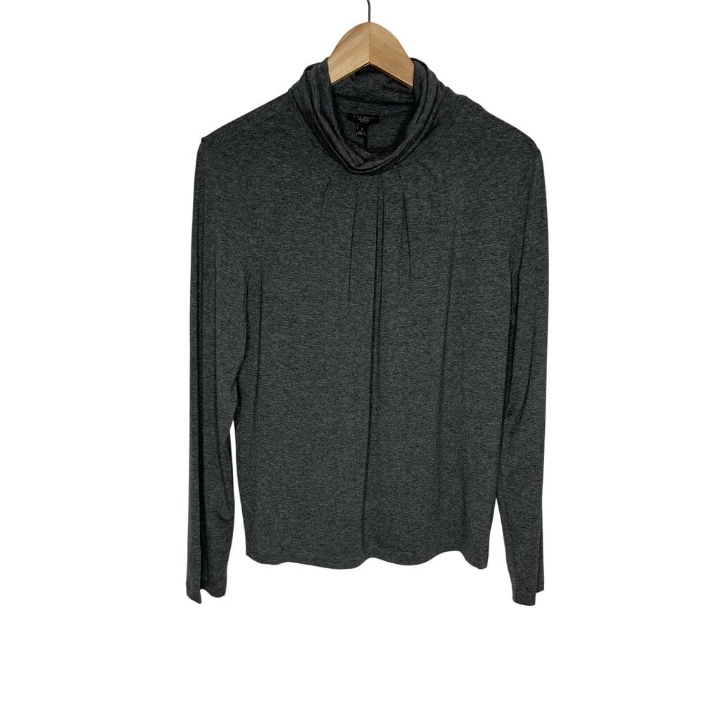 Talbots Long Sleeve Turtle Neck Top LP Gray Pullover Workwear Stretch Capsule